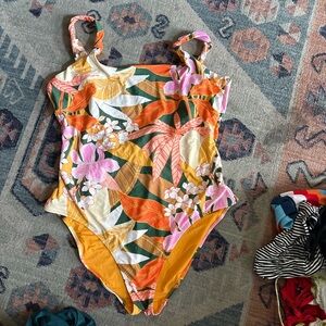 Aerie Orange and Pink One Piece Swim
